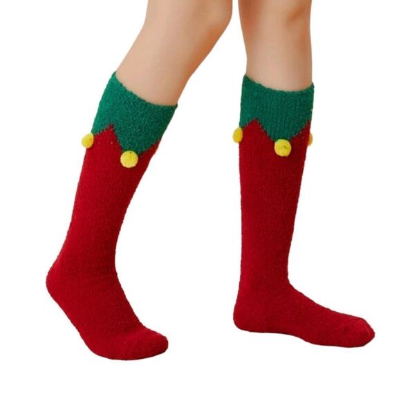 Elf Christmas Fuzzy Socks - Picture 2 of 3